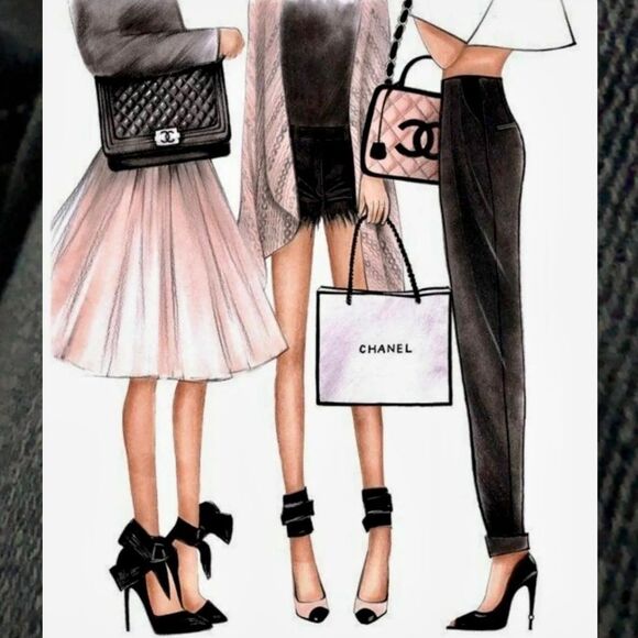 Set 2 Coco Chanel print collection fashion couture Picture Wal Art luxury decor - Picture 6 of 6